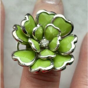 Green Flowered Costume Ring